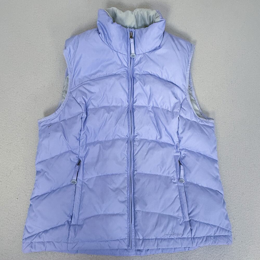 L.L.Bean Goose Down Puffer Vest Womens Large Light Blue Full Zip Nylon